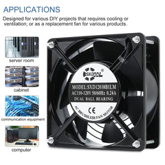 SXDOOL SXD12038B1LM Computer CPU with Switch Power Cord Fan Replacement