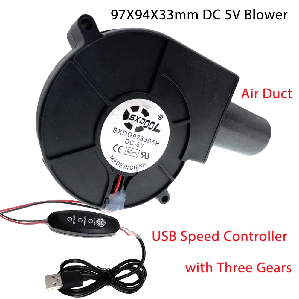 SXDOOL SXDG9733B5H USB Speed-Regulating With Small Turbine Air Collecting Duct Fan Replacement